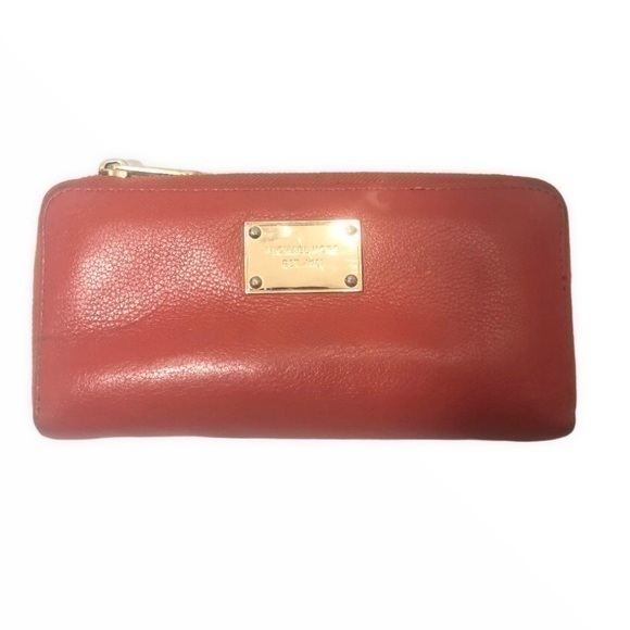 Michael kors orange leather zipper wallet - Picture 1 of 12